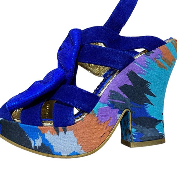 Irregular Choice Royal Blue and Gold Bow Heels - Picture 6 of 10